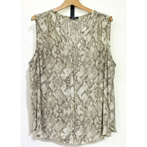 NYDJ 1X Blouse Snake Snakeskin Print Button Front Sleeveless Shirt Top Animal